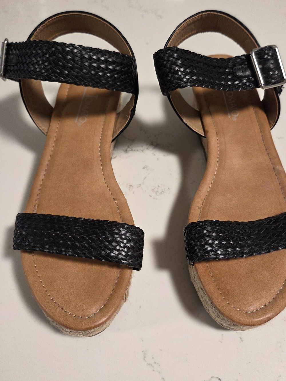 “NEW Black Woven Espadrille Platform Sandals Resort Boho Size 9.5”